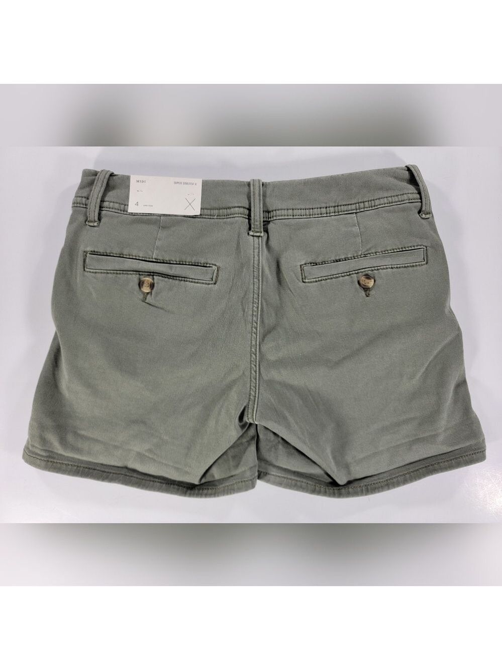 NWT American Eagle Midi Low Rise Green Twill Shorts Women's 4 Super Stretch X - Picture 6 of 11